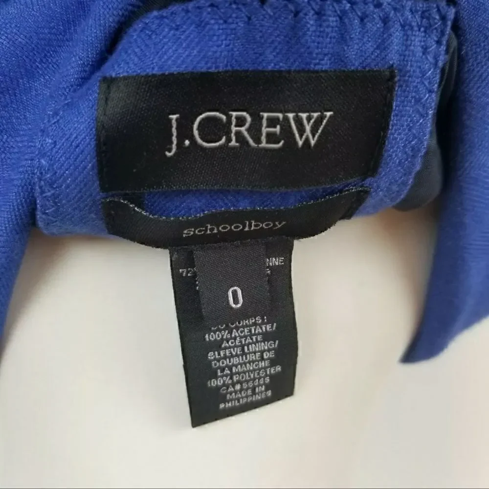 J. Crew Womens Size 0 Royal Blue Classic Schoolboy Blazer Jacket in Herringbone
